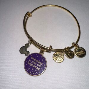 Alex and Ani Shiny Gold Bangle with Disney “Believing is just the Beginning”